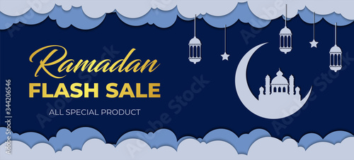 Ramadan flash sale banner design template. promotion sale banner. editable ramadan sale design template for social media or printing.