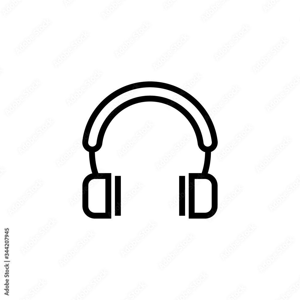 Headphones vector icon in outline, linear style isolated on white background Headphones vector icon in outline, linear style isolated on white background