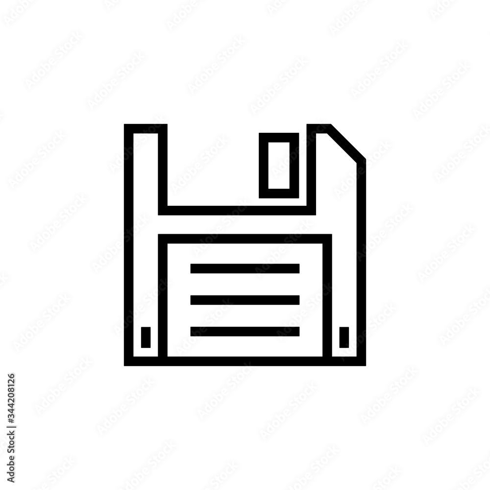 Floppy disk vector icon in outline, linear style isolated on white background Floppy disk vector icon in outline, linear style isolated on white background