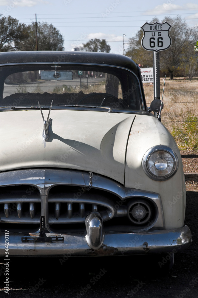 Old car in Route 66 highway. California. USA. 