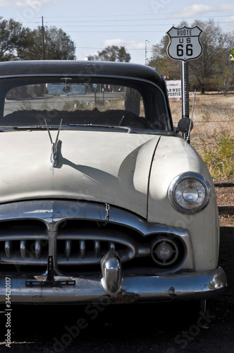 Old car in Route 66 highway. California. USA.  © Alex
