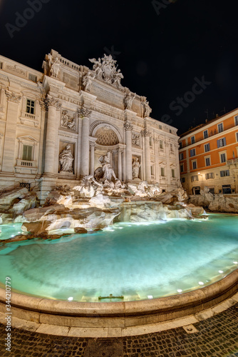 The famous Fontana di Trevi in Rome at night with no people