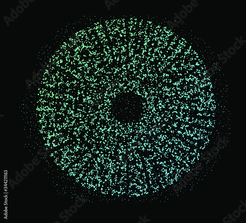Fototapeta Naklejka Na Ścianę i Meble -  Dotted sphere looking like the iris of eye. Conceptual image of high tech systems: Artificial Intelligence, Cyber Informational Security.