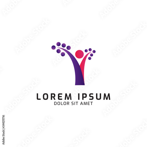 Letter y people logo icon template. Vector illustration. Modern design