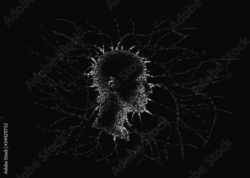 Silhouette of a human profile with wires going outside the head like the neural networks, axons and dendrites. The subject of mind, mental powers and Artificial intelligence.