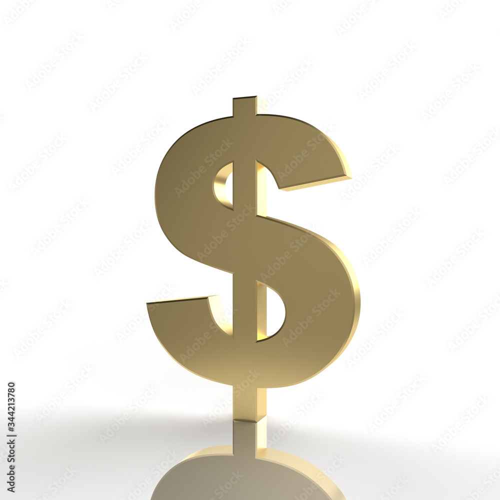 3D Rendering golden Dollar Sign isolated on white background 3D Rendering golden Dollar Sign isolated on white background