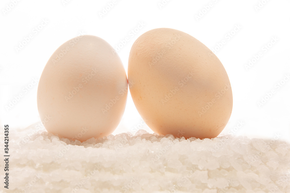 .Chicken eggs isolated on white background. .Chicken eggs isolated on white background.