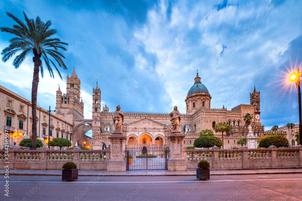 Metropolitan Cathedral of the Assumption of Virgin Mary in Palermo in the morning, Sicily, Italy
