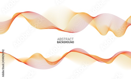 Abstract wavy line background. Red dynamic wave isolated on white backdrop