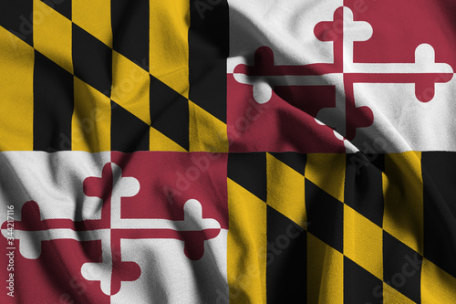 Flag of maryland, USA with waving fabric texture 