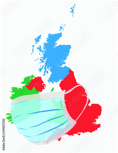 United kingdom Coronavirus protection's mask England Vector illustration covid-19 virus pandemic malady ailment trouble infirmity sickness illness novel coronavirus 2019-nCoV. coronavirus outbreak