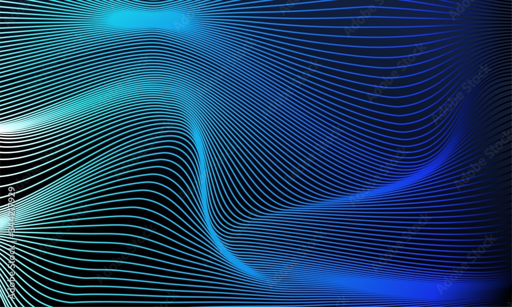 Futuristic blue wavy background with dynamic motion lines