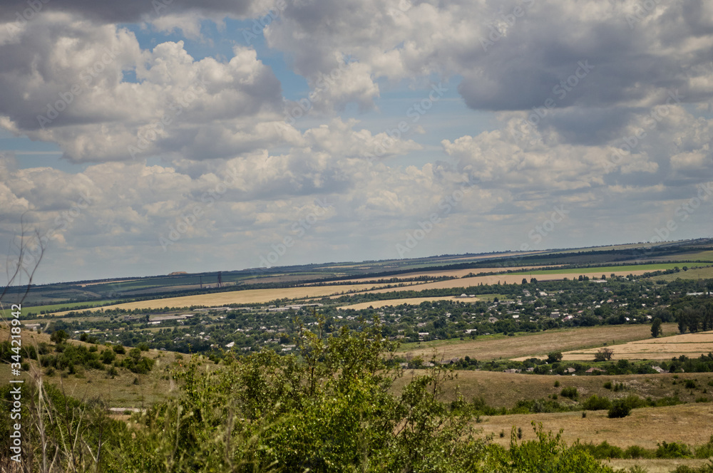 Clouds and nature of Donbass. Steppe nature.
