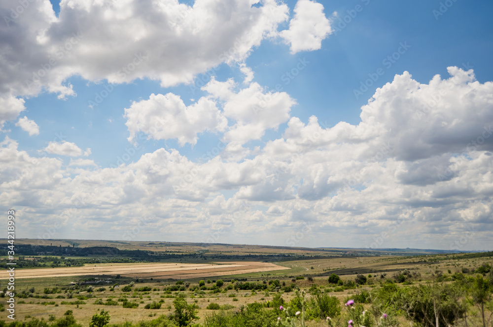 Clouds and nature of Donbass. Steppe nature.