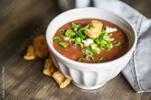 Bean broth. Traditional Brazilian food. Photo taken with selective focus.