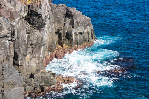 Great rocky cliffs and ocean in Jogasaki coast, Izu, Shizuoka, Japan