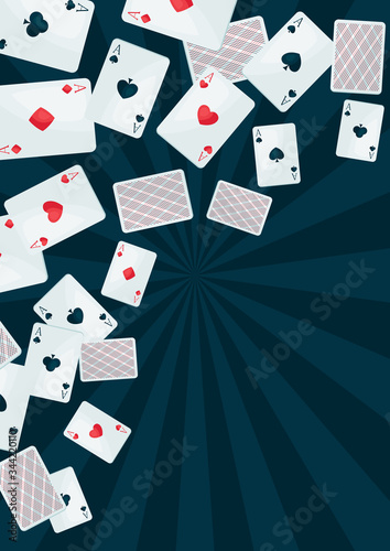 Background with four aces playing cards suit.