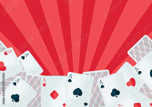 Background with four aces playing cards suit.
