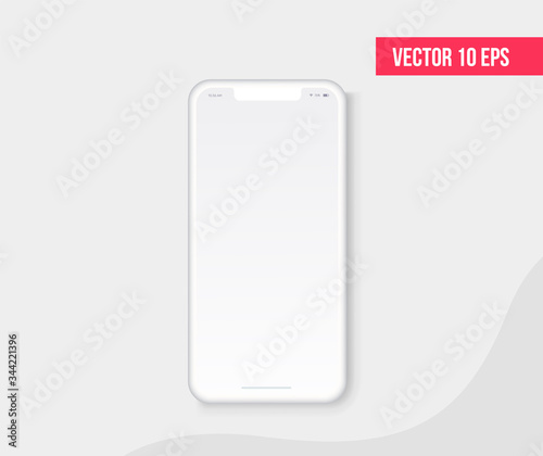 Smartphone blank screen, realistic white phone mockup. Template for infographics or presentation UI design interface