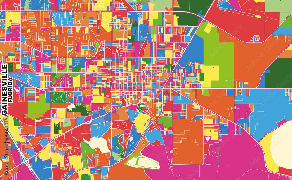 Gainesville, Florida, USA, colorful vector map