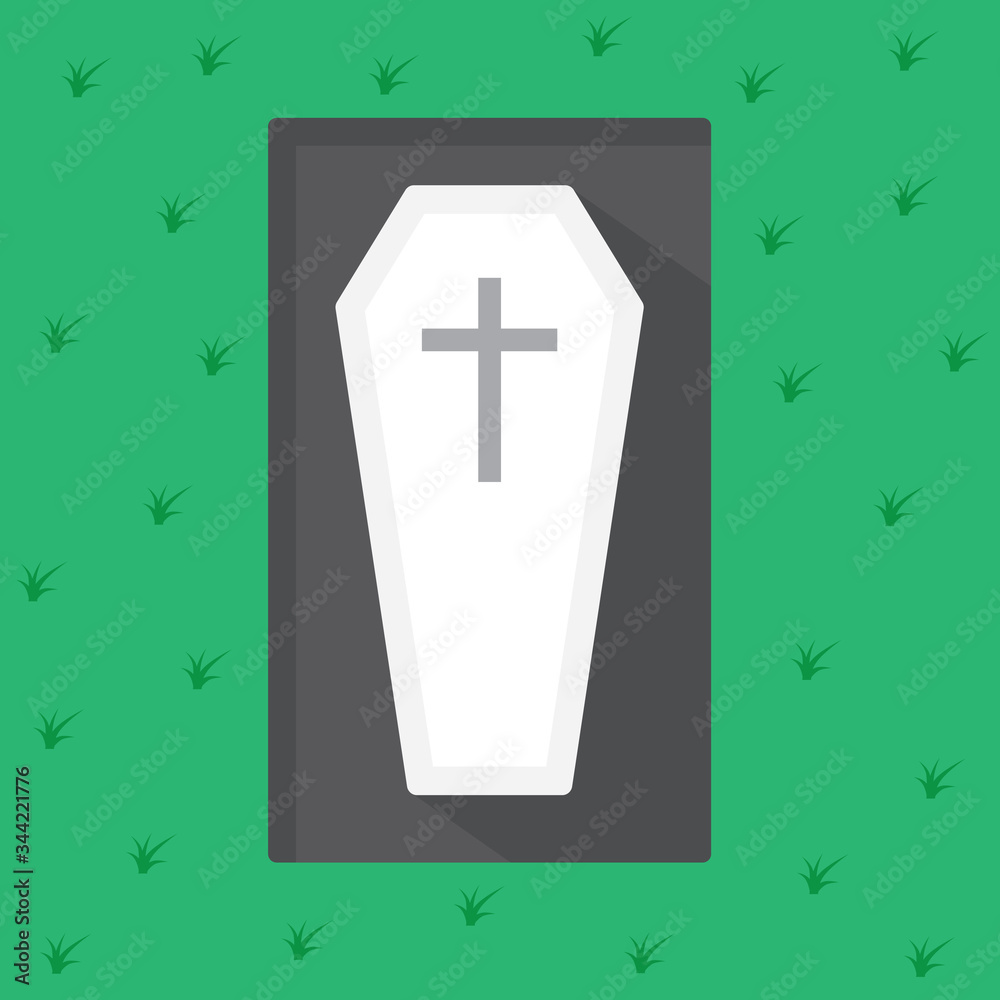 Fototapeta premium coffin in the grave- vector illustration