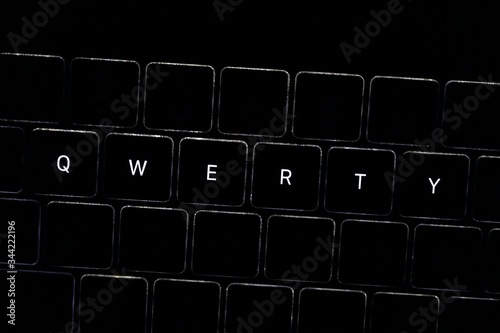 Wallpaper Mural QWERTY. Night computer keyboard close up, keyboard light, dark theme  bad password for your account  Torontodigital.ca