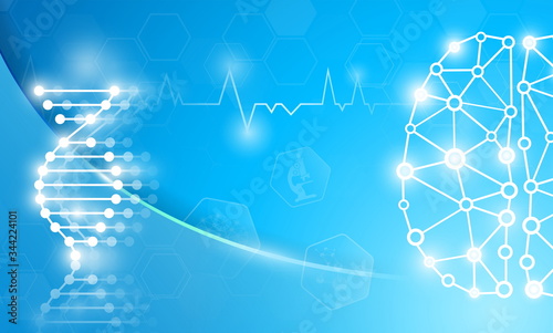 abstract background technology concept in blue light,brain and human body heal ,technology modern medical science in future and global international medical with tests analysis clone DNA human