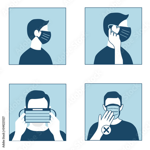 How to wear a surgical mask properly, virus outbreak prevention and pollution protection