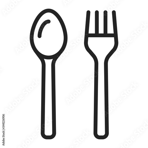 Reusable bamboo cutlery line black icon. Recycle elements: fork, spoon. Zero waste lifestyle. Outline pictogram for web page, mobile app, promo.