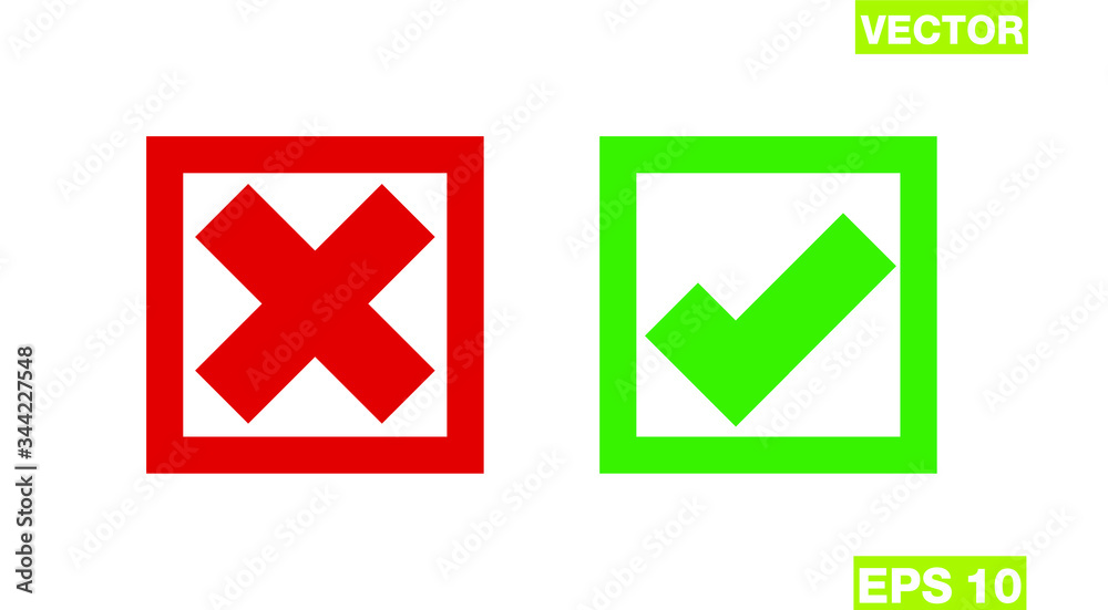 Tick icon set. Stylish check mark icon set in green and red color, vector illustration.
Tick icon set. Stylish check mark icon set in green and red color, vector illustration.