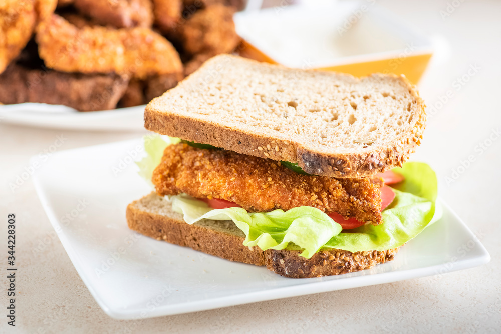 sandwich with homemade chicken strips sandwich with homemade chicken strips