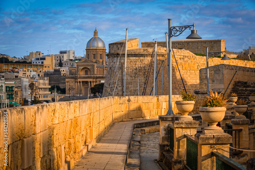 Battlement walls of the old town in Birgu, Malta