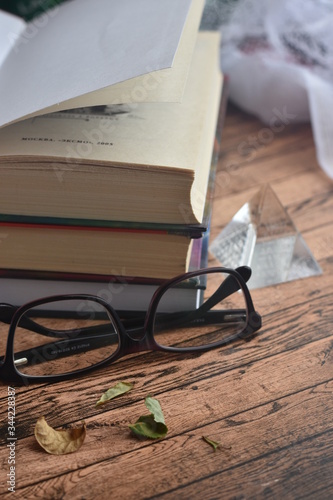 A book lying on the boards, the path to knowledge, pleasant leisure and relaxation