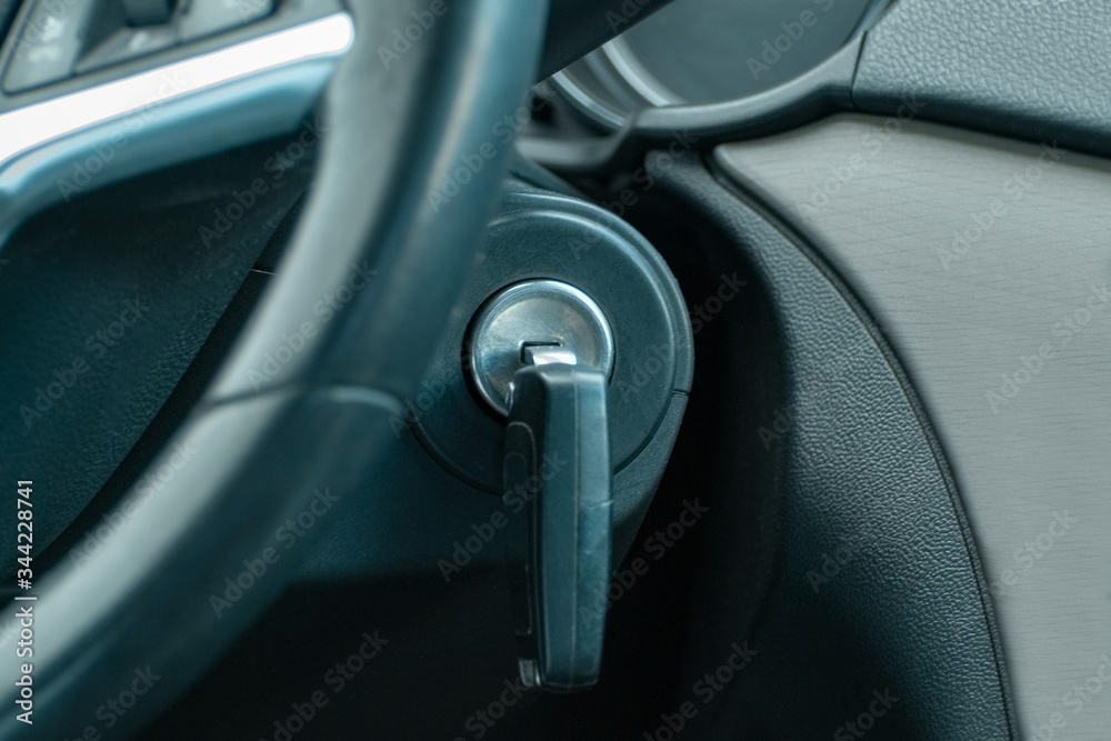 the key is inserted into the car ignition the key is inserted into the car ignition