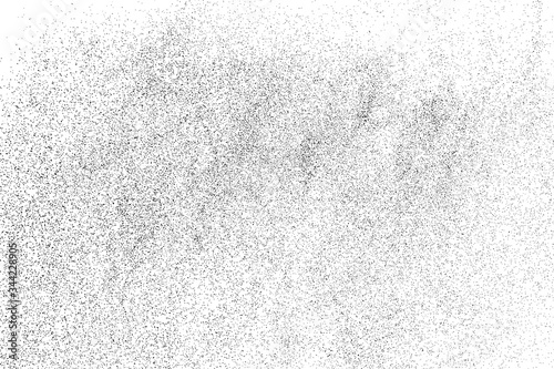Distressed black texture. Dark grainy texture on white background. Dust overlay textured. Grain noise particles. Rusted white effect. Grunge design elements. Vector illustration, EPS 10.