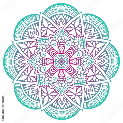 Vector round abstract circle. Mandala style. Decorative element, colored circular design element.
