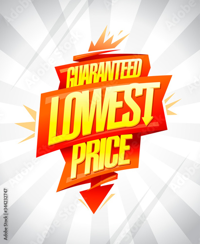 Lowest price guaranteed, advertising sale vector banner design concept