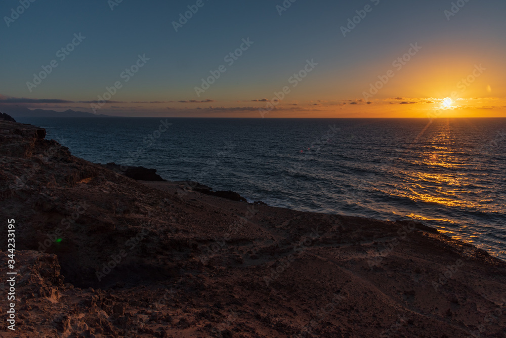 sunset desert island of Fuerteventura canary archipelago