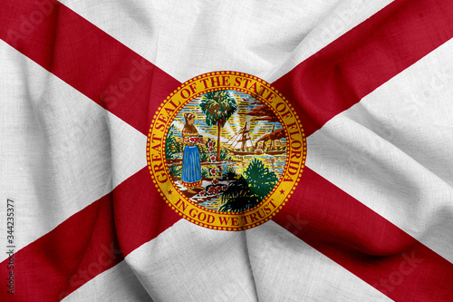 Flag of florida, USA with waving fabric texture	