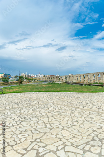 The picturesque ancient aqueduct is located near the city of Larnaca.