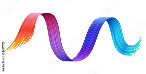 Rainbow paint line isolated cartoon design. Colorful paintbrush stroke vector illustration in flat style