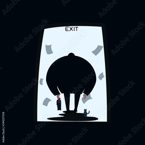 Business bankrupt, employee fired in the economic crisis during the covid 19 outbreak, loser.