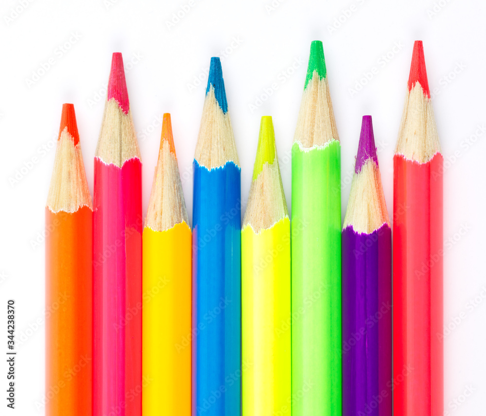 colored pencils isolated on white background colored pencils isolated on white background