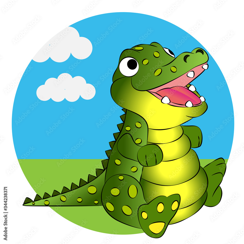 Fototapeta premium Cute Crocodile, Cartoon illustration 