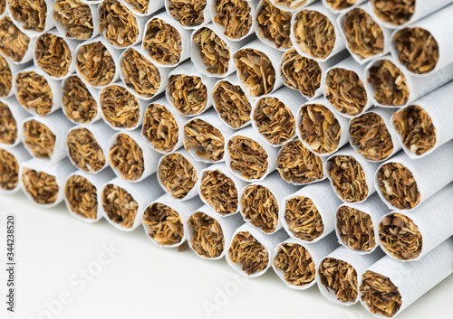 Stack of cigarettes close up.