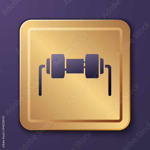 Purple Resistor electricity icon isolated on purple background. Gold square button. Vector Illustration