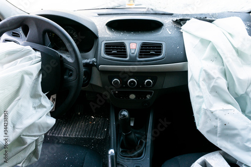 Damaged car airbags
