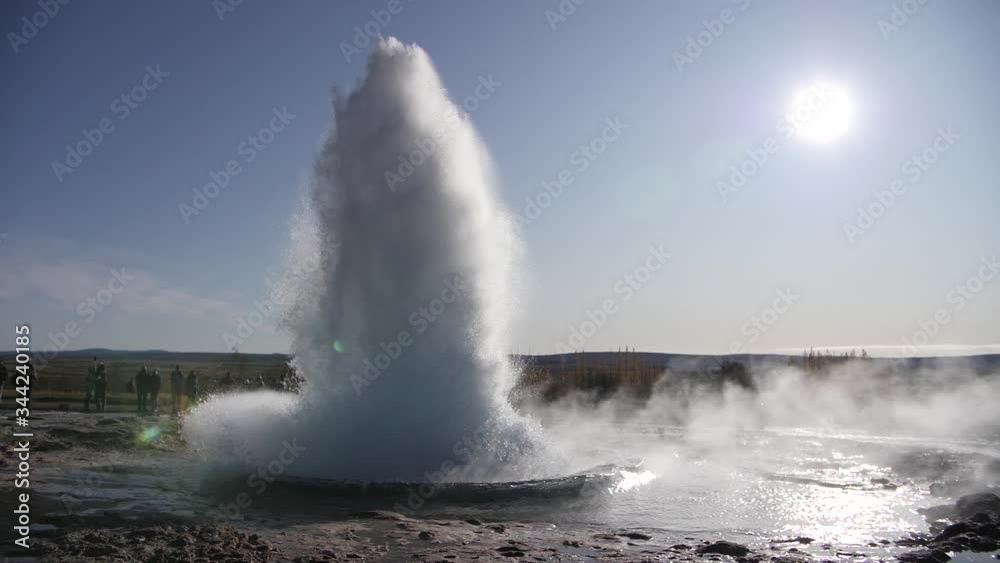 Strokkur Geyser Erupting in Iceland