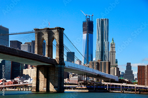 Brooklyn bridge from East river photo