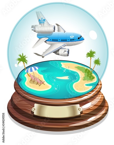 Vector Cartoon Summer Crystal Ball. Available EPS-10 vector format separated by groups for easy edit
